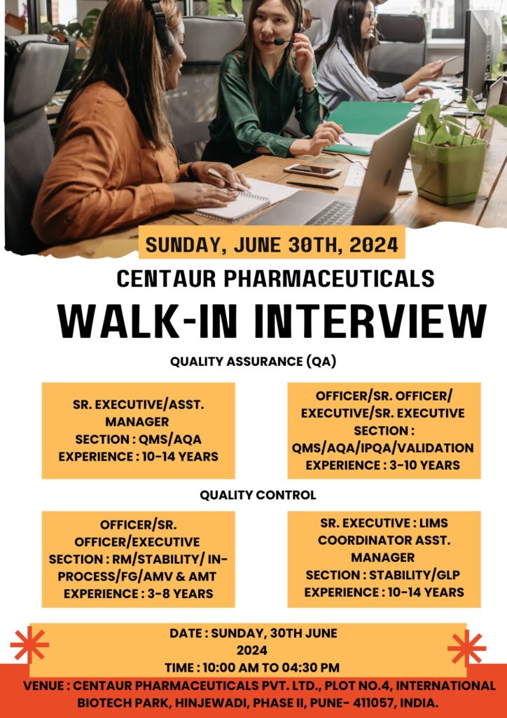 Exciting Job Openings at Centaur Pharmaceuticals in Pune Plant 